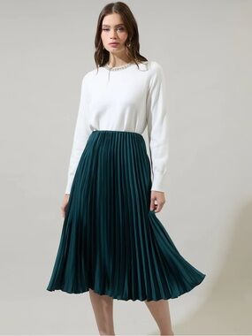 J. Crew Pleated Pull-On Midi Skirt